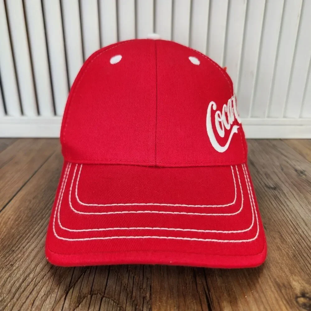 K-Products Coca-Cola Spell-Out Script Logo Dad Hat Red Soft Drink Baseball Cap